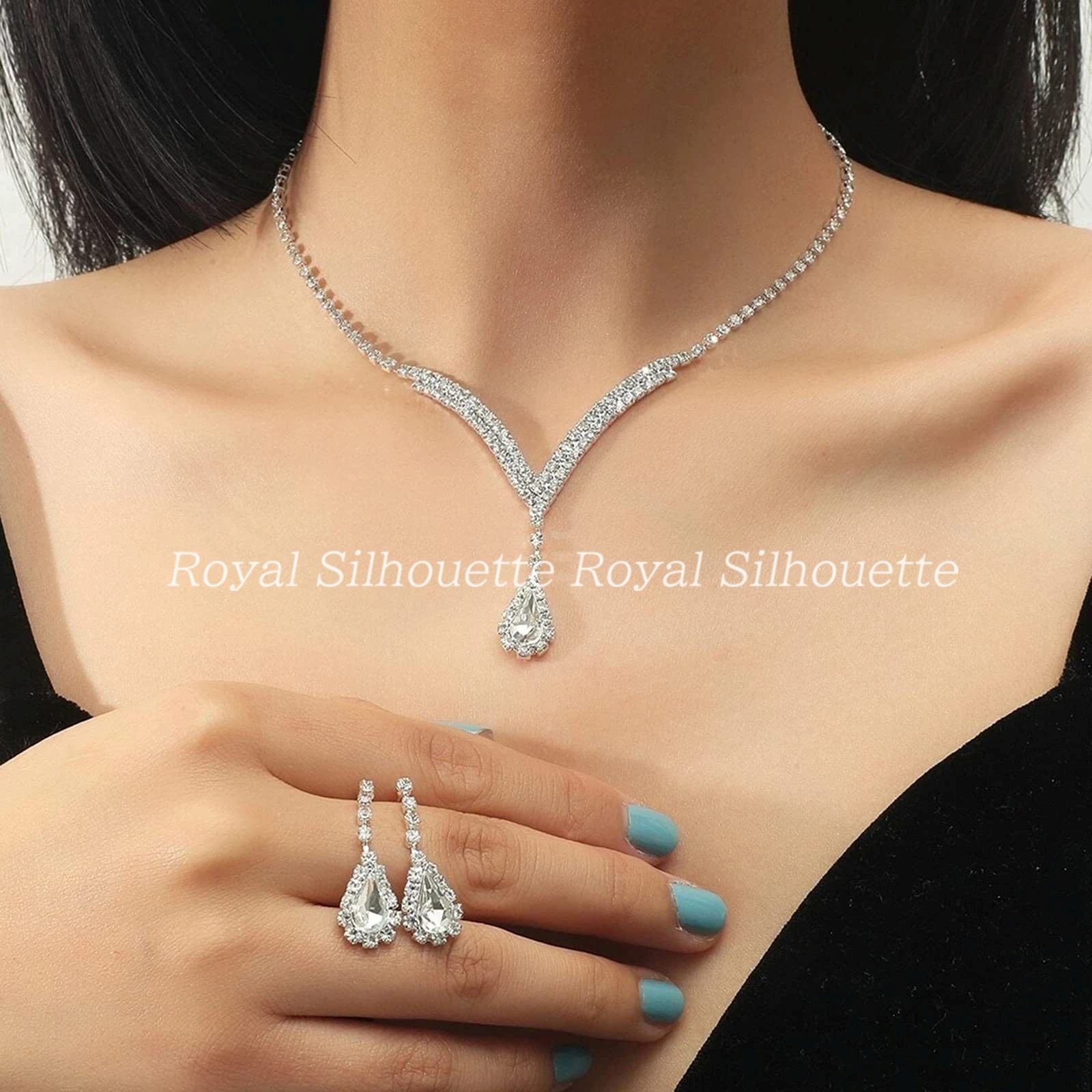 ネックレス ピアス アクセサリー 2点セット シルバー ラインストーン 