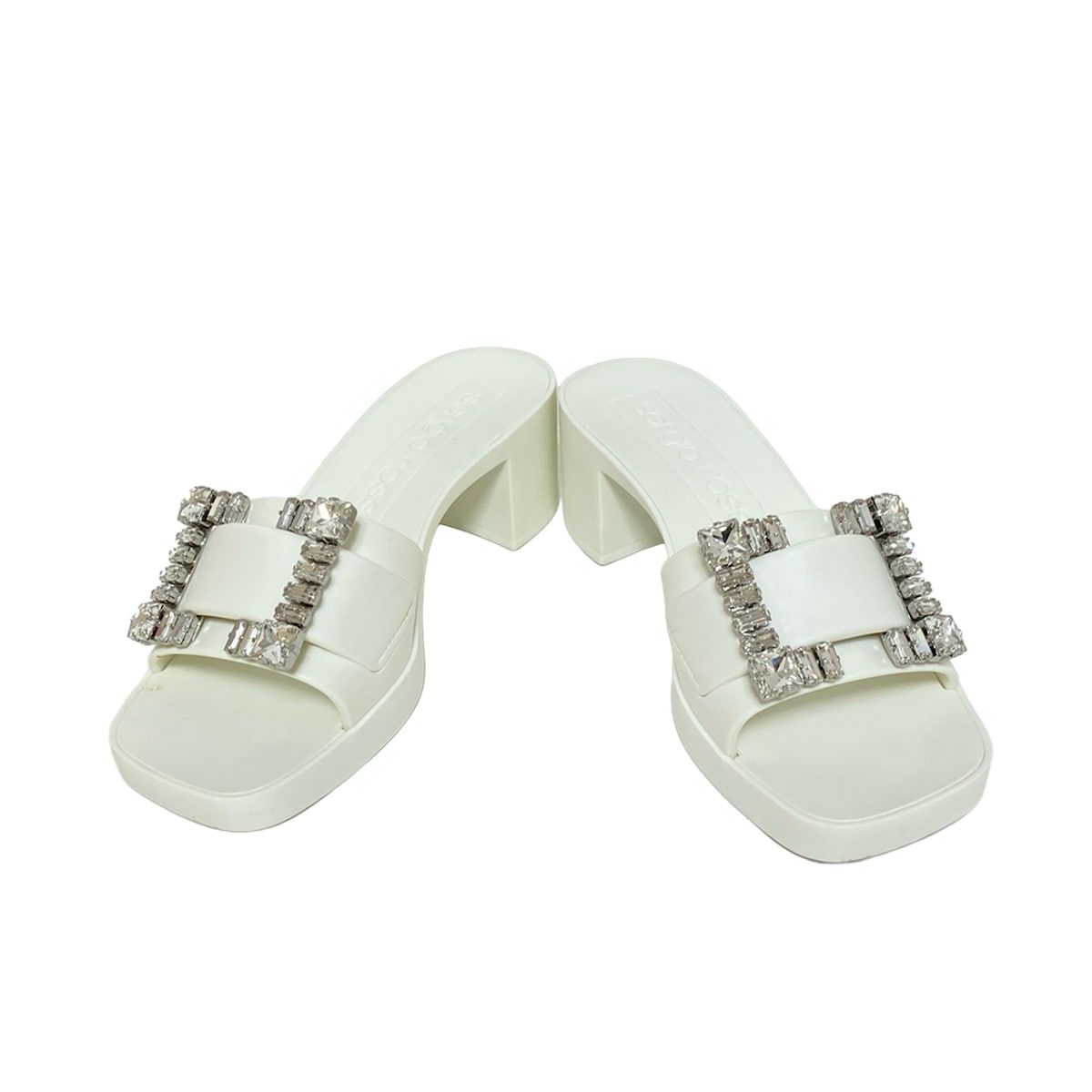 sergio rossi セルジオロッシ ミュール 35 レディース - 白×クリア ラインストーン