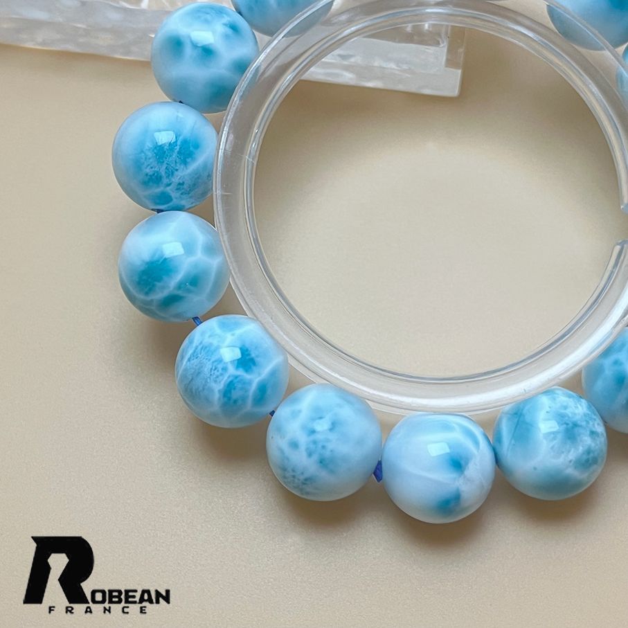 ドミニカ共和国 ラリマー パワーストーンブレスレット 15.9-16.4mm 高級 EU製 定価56万円☆ROBEAN・ドミニカ共和国産のラリマー