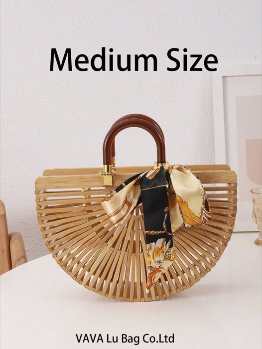 バッグ レディース ハンドバッグ 竹バッグ 手編み レジャー バケーション スカーフ付き ビーチバッグ もも色