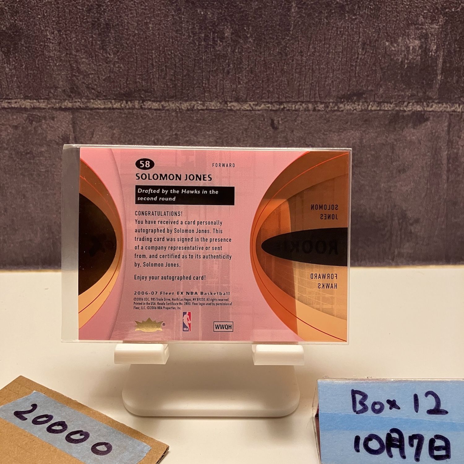 2006-07 Fleer EX Solomon Jones 05 23 直筆サインカード Atlanta Hawks RC ルーキー Rookie カード