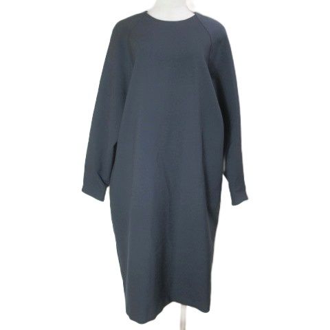 セオリーリュクス theory luxe 21SS VISCO FROST STRETCH ウォッシャブル ワンピース チュニックドレス ミモレ丈 長袖 038 M相当 紺 ネイビー |X