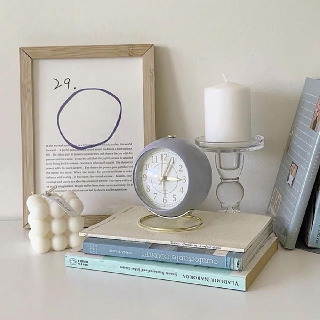 置き時計 小型 レトロ ゴールド台座 選べる4カラー シンプル デザイン