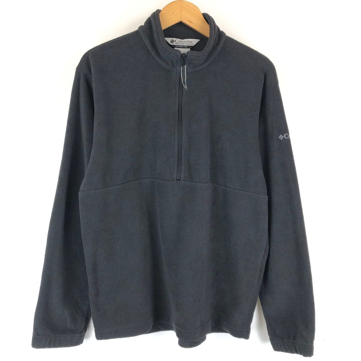 【古着】 Columbia コロンビア フリースジャケット ハーフジップ 無地 ブラック系 メンズM n013729