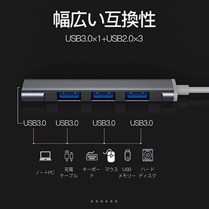 Anker USB3.0 ウルトラスリム 4ポートハブ, USB ハブ バスパワー 軽量 コンパクト MacBook   iMac   Su