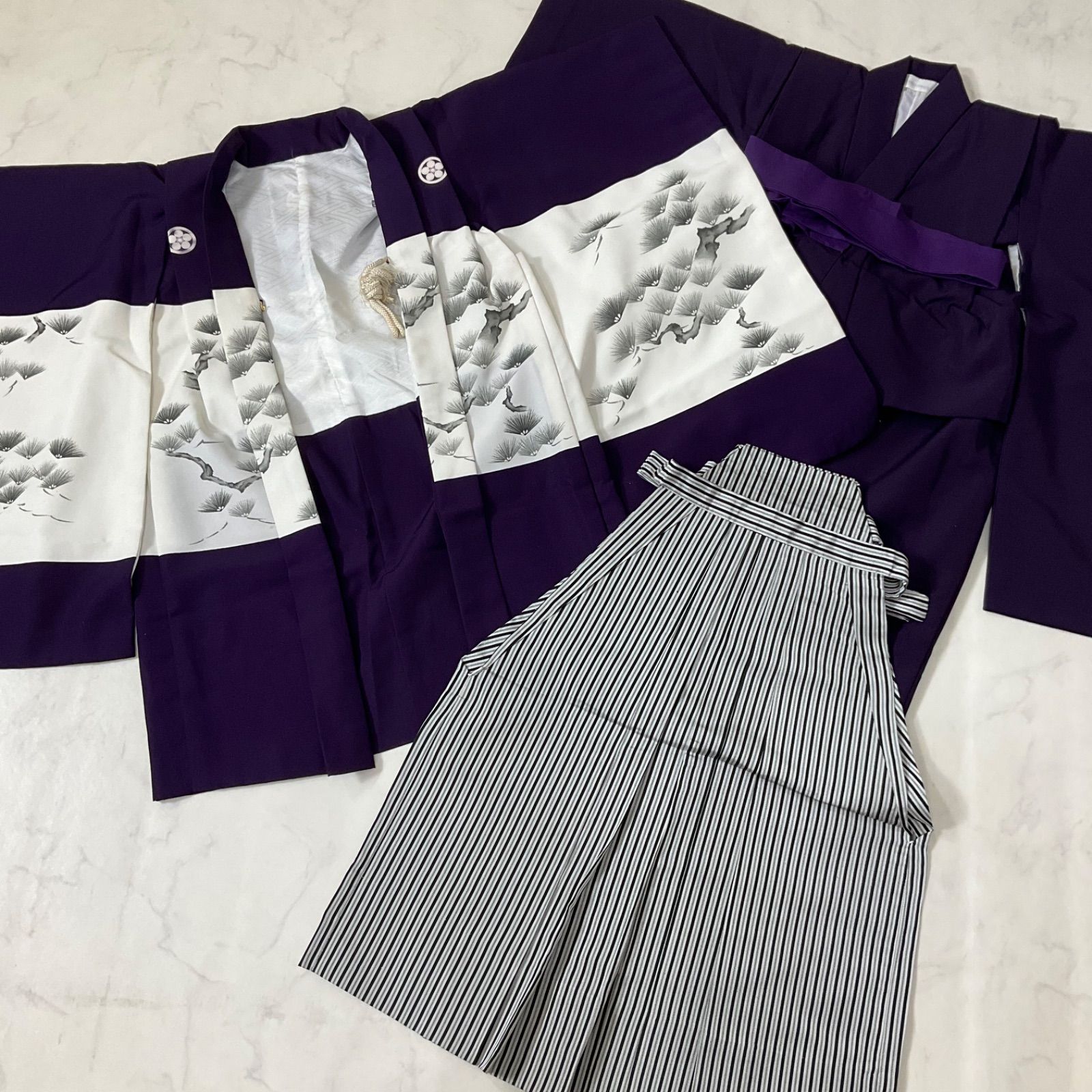 ◆kimono one◆5歳くらい用◆子供着物◆3点セット◆五つ紋◆七五三◆男の子◆羽織◆着物◆行燈袴◆七五三お詣り男の子着物こどものひお正月卒業式十三詣り◆G170