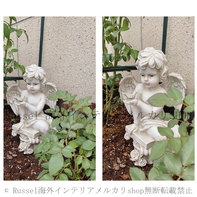 ガーデンオーナメント 置物 オブジェ 天使 エンジェル ヨーロピアン 彫刻 庭 屋外 インテリア アンティーク 装飾 4種類 ホワイト おしゃれ ガーデニング STEELWINDOWSANDDOORS_COM