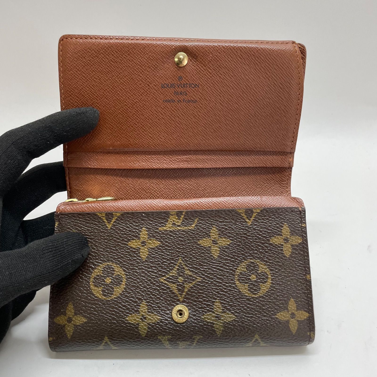 ルイヴィトン　折り財布　Ｌ字ジップ　トレゾール 1671 LOUIS VUITTON ルイヴィトン モノグラム 折り財布 L字