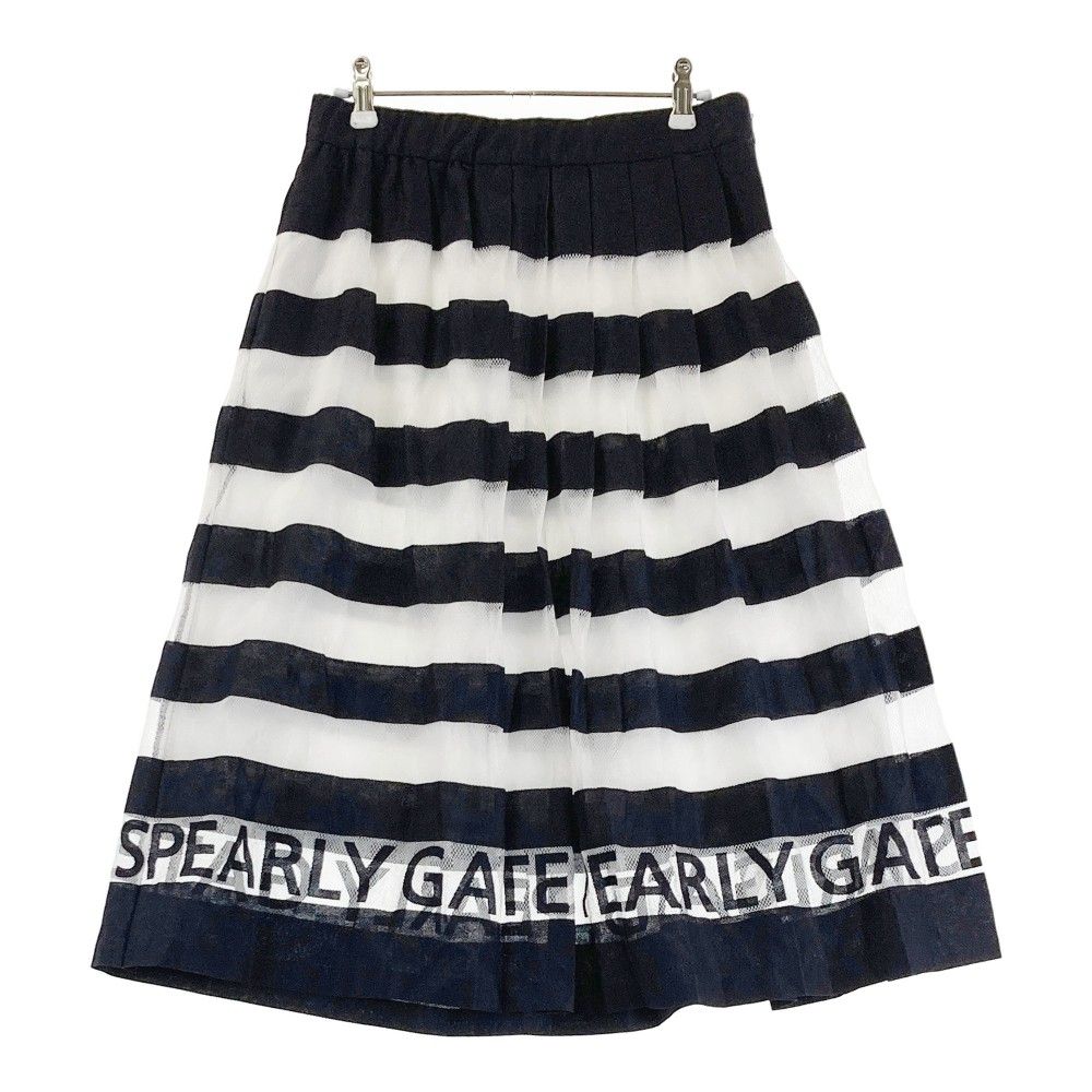パーリーゲイツ　メッシュ　ボーダープリーツ　ロゴスカート サイズ：0 PEARLY GATES パーリーゲイツ メッシュ プリーツ