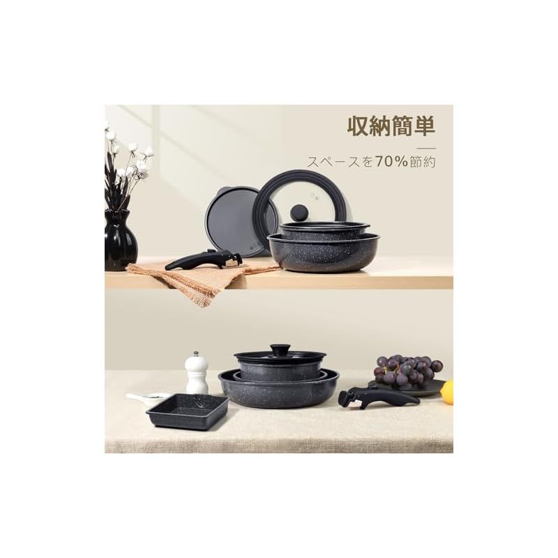 GiPP セラミックコーティング フライパン セット 17点 IH ガス火対応 フッ素不使用 体に害のない くっつきにくい 鍋セット 取っ手が取れる 卵焼き器 軽量 お手入れ簡単 食洗機対応 オーブン対応 PTFE PFOA PFOS フリー 一年 グレー 0 SKLAD-KIRPICHA_RU