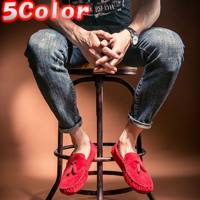 ドライビングシューズ メンズ 本革 スエード モカシン タッセル