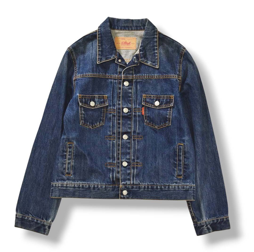 アングリッド Ungrid 2nd セカンド デニム ジャケット Gジャン トラッカー ブルゾン ボタン 歪み加工 ロゴタブ M インディゴ レディース ♪