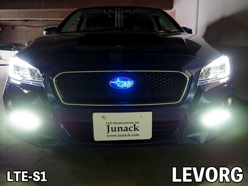 M s SUBARU レヴォーグ VM4 VMG アプライドA-F型 2014.06-2020.09 Junack フロント LEDトランスエンブレム スリムライン ブルー 青 ジュナック パーツ 部品 光る LTE-S1 要在庫 MANTTHAN_COM