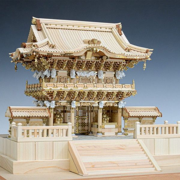 木工用アロンアルファ＋カッター＋紙やすり付き ウッディジョー 木製建築模型 1|50 日光東照宮 陽明門 佐川急便