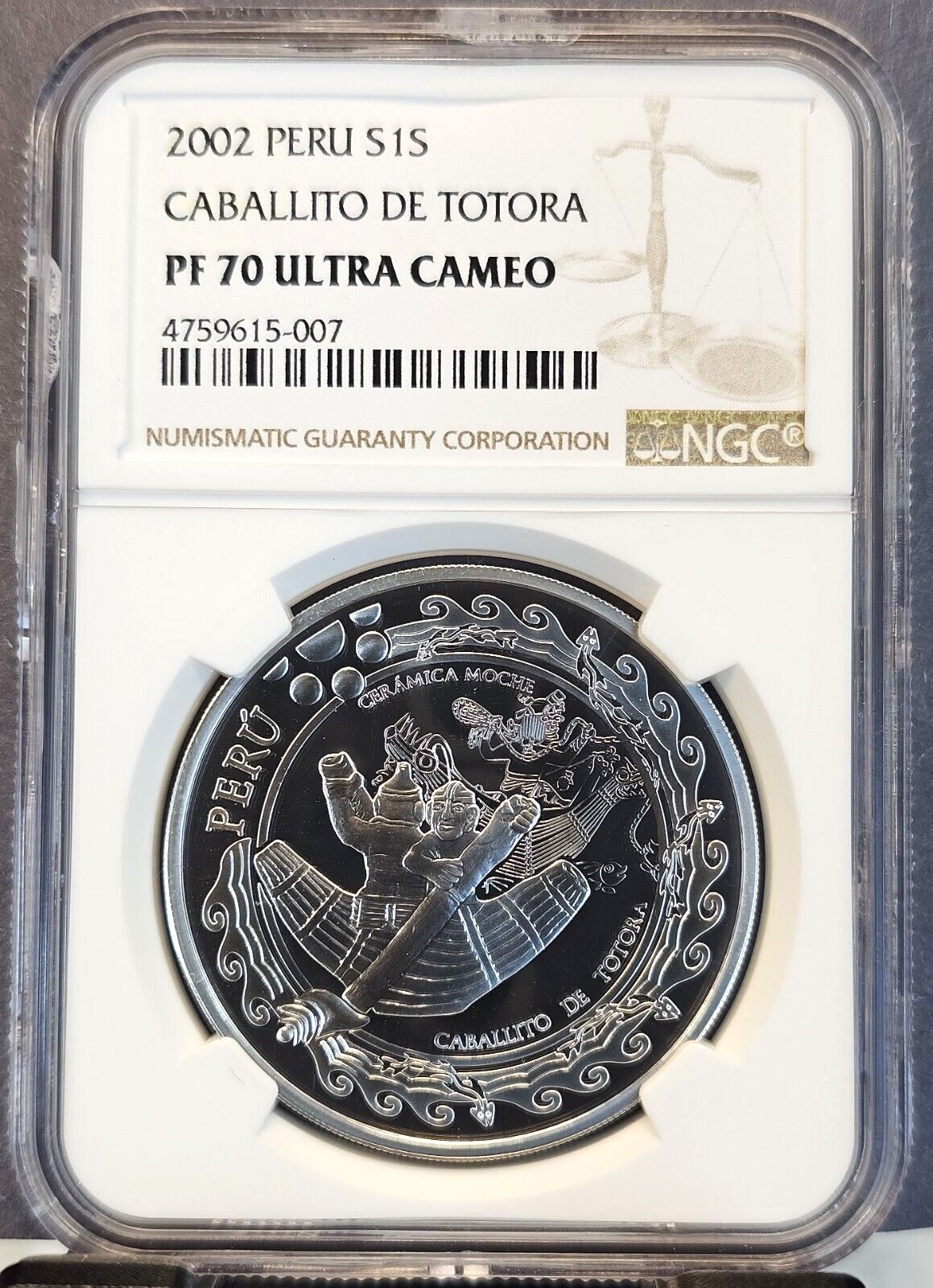 2002 PERU SILVER 1 SOL S1S CABALLITO DE TOTA NGC PF 70 ULTRA CAMEO TOP POP 1
