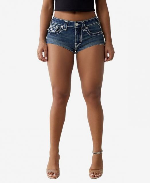 【送料無料】 トゥルーレリジョン レディース ハーフパンツ・ショーツ ボトムス Women's Super T Spicy Flap Denim Shorts Moon Daisy