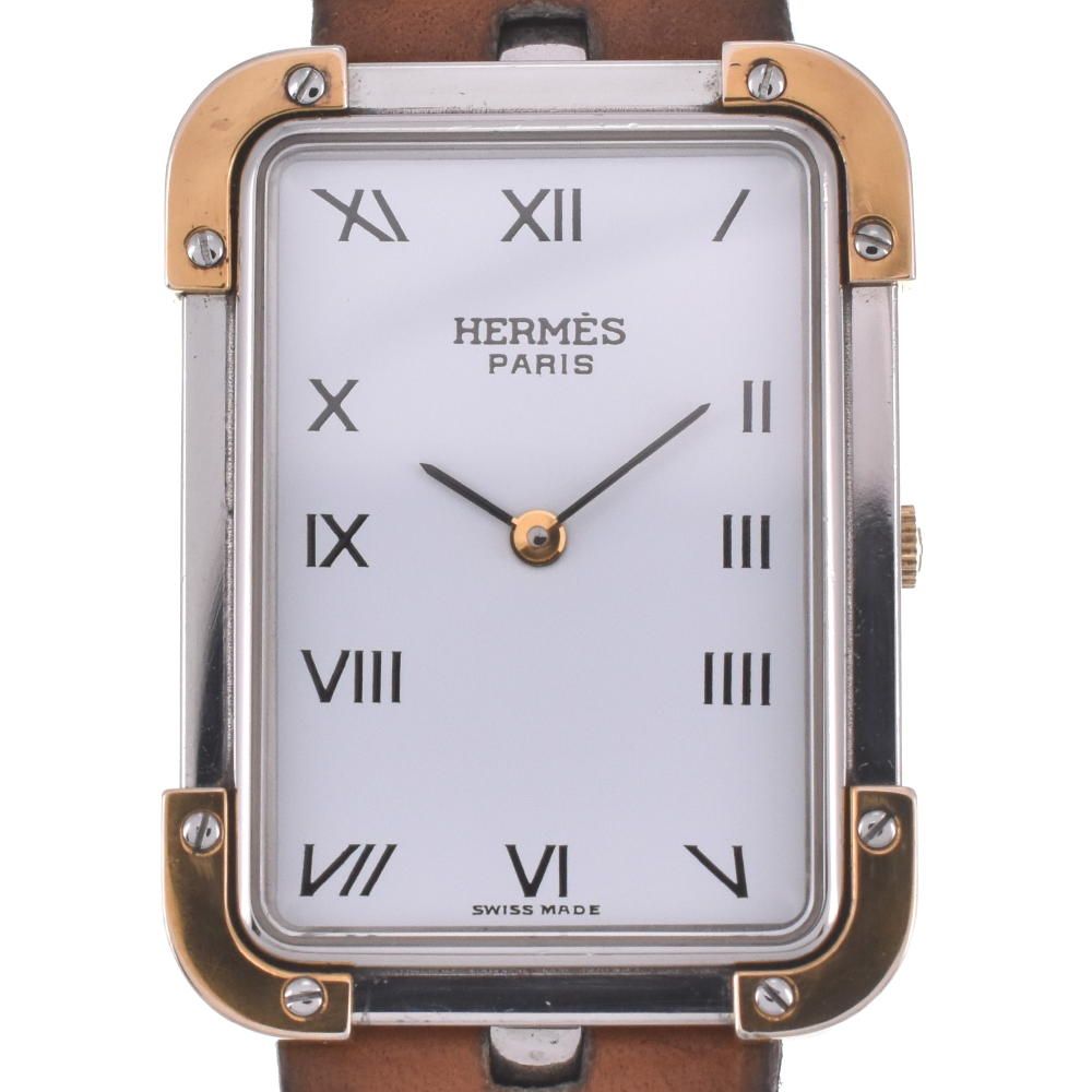 エルメス HERMES CR1.240 クロアジュール SS/GP/レザー クォーツ