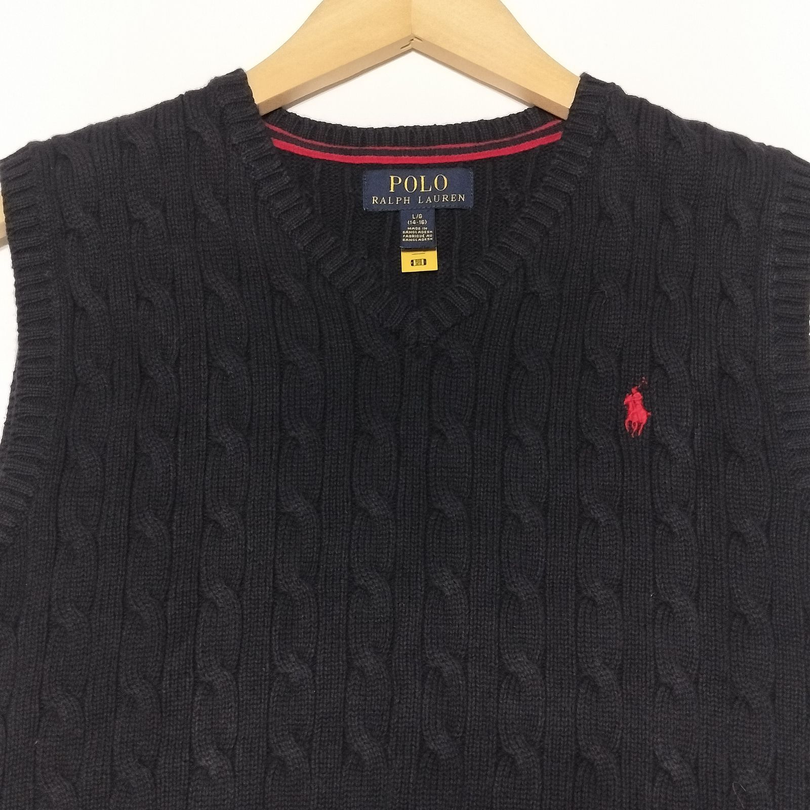 新品タグ付き ポロラルフローレン ケーブルニットベスト 綿 ロゴ刺繍 XL 美品】【現行】POLO RALPH LAUREN ケーブルニット ベスト QR