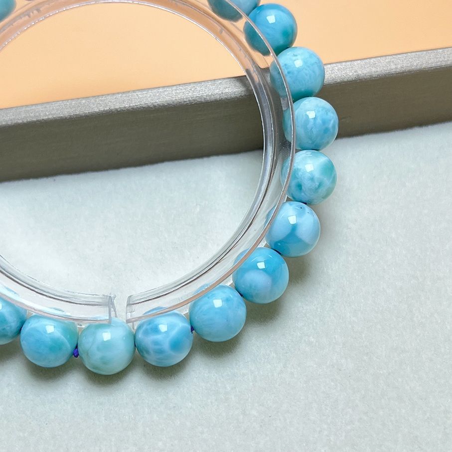 夢色 EU製 ドミニカ共和国産のラリマー ペクトライト パワーストーン ブレスレット 天然石 開運 金運 プレゼント2 約8.1-8.3mm ZB9191 FORTGASGNV_COM_BR