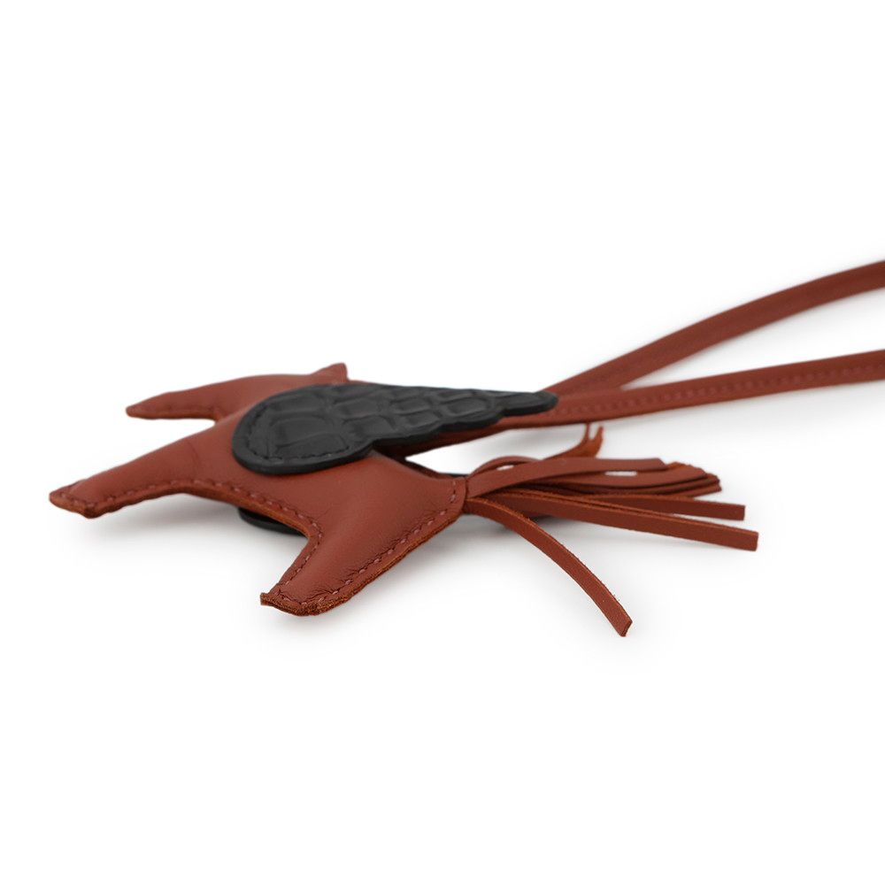 エルメス バッグチャーム ロデオPM ペガサス タッチ シエンヌ ブラック ラムスキン アリゲータマット HERMES チャーム オーナメント