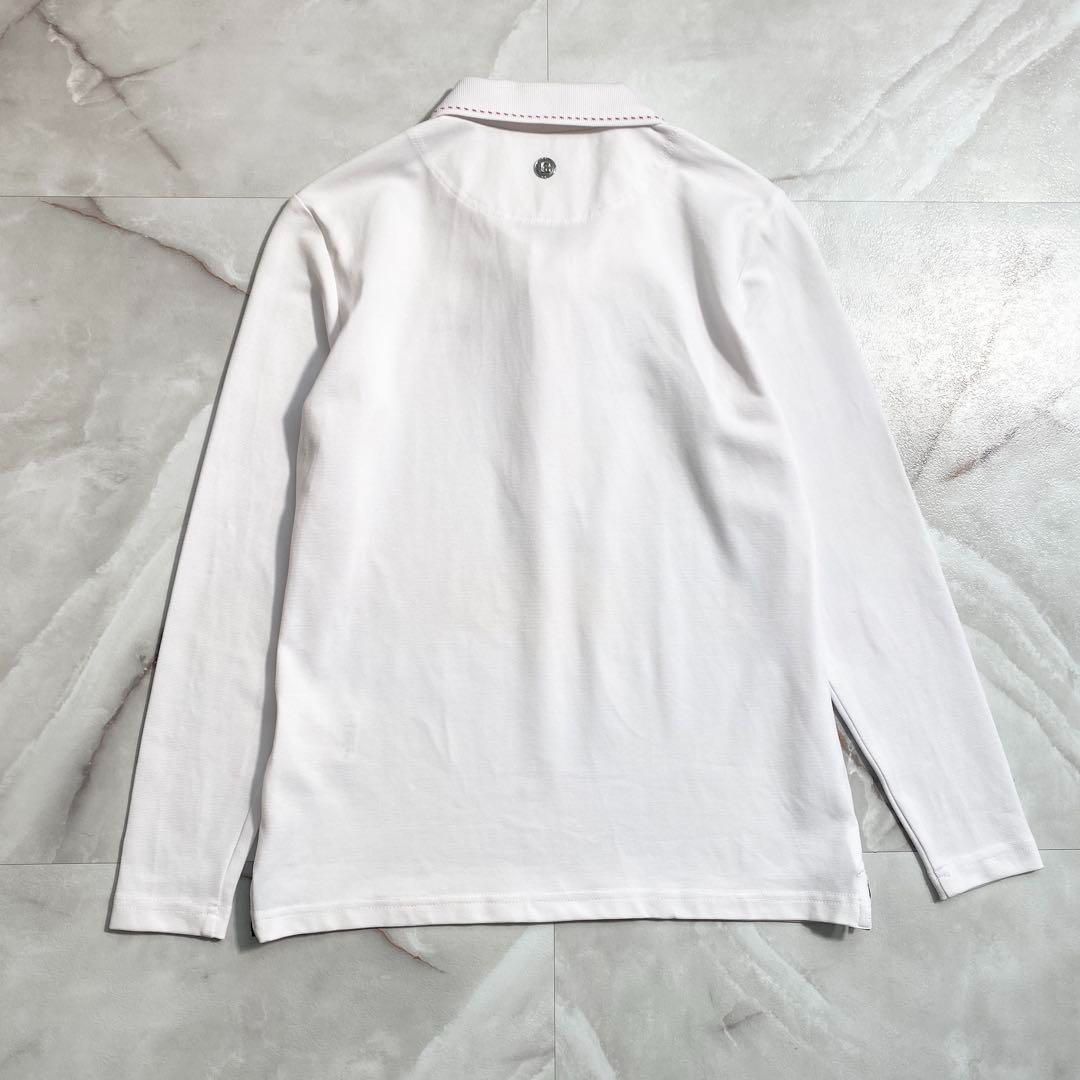 A16521 美品ブリーフィングゴルフ 22ss 3Dロゴ長袖ポロシャツ 白XS