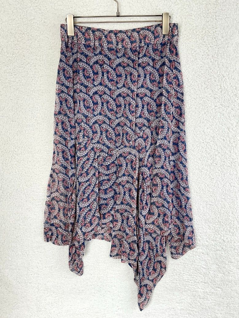 ISABEL MARANT ETOILE イザベルマランエトワール 36 ブルー×ピンク シルクマルチ花柄アシンメトリース