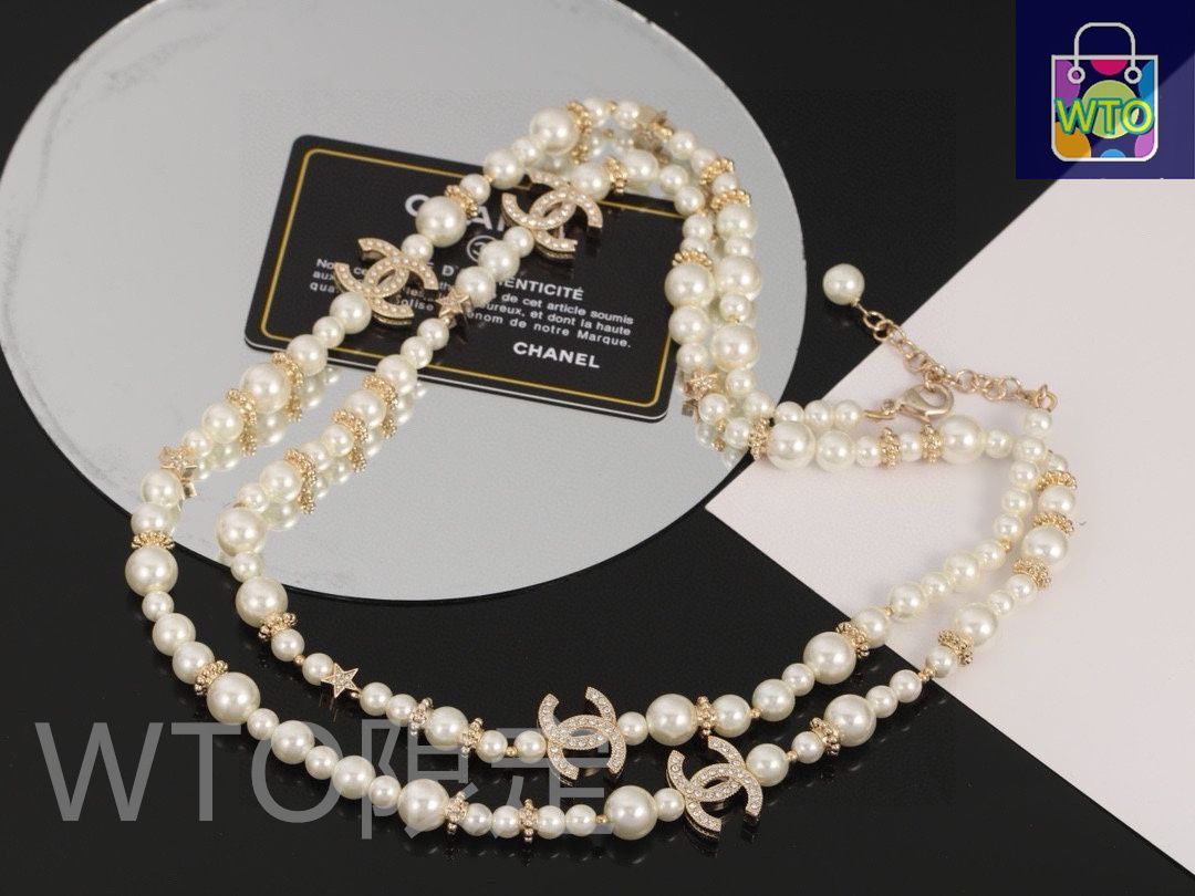 肌触りがいい 今日特価】Chanel シャネル ダブル C パールネックレス 最新 アクセサリー