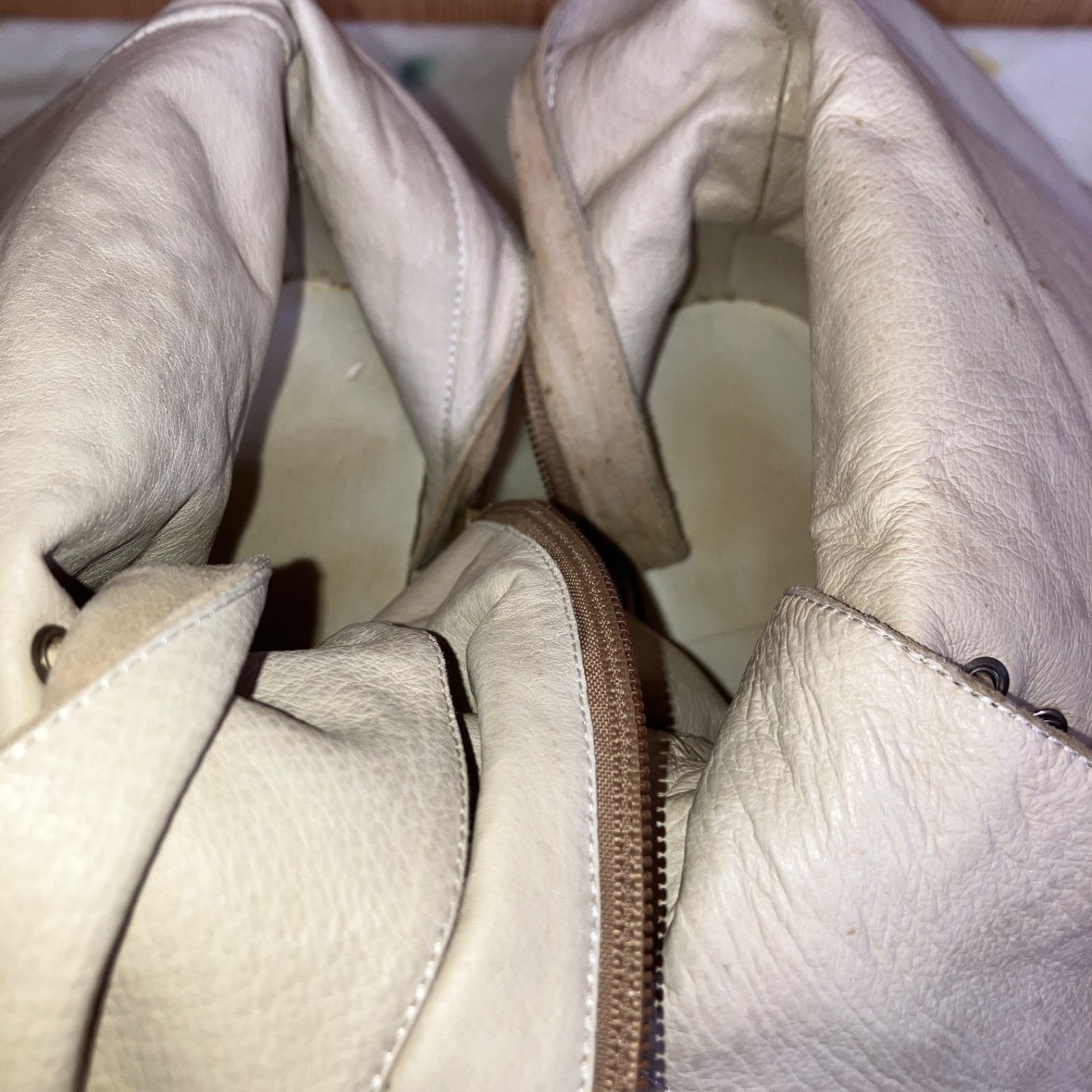  ロングブーツ ウエスタン 花柄刺繍 レザー スエード イタリヤ エレガント ベージュ 38 ウエスタンブーツ ブーツ