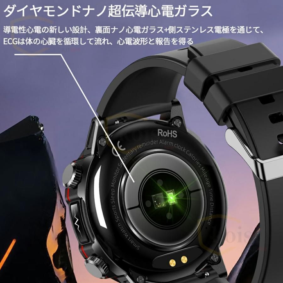 スマートウォッチ 血糖値 センサー 日本製 通話機能 ECG心電 軍用規格