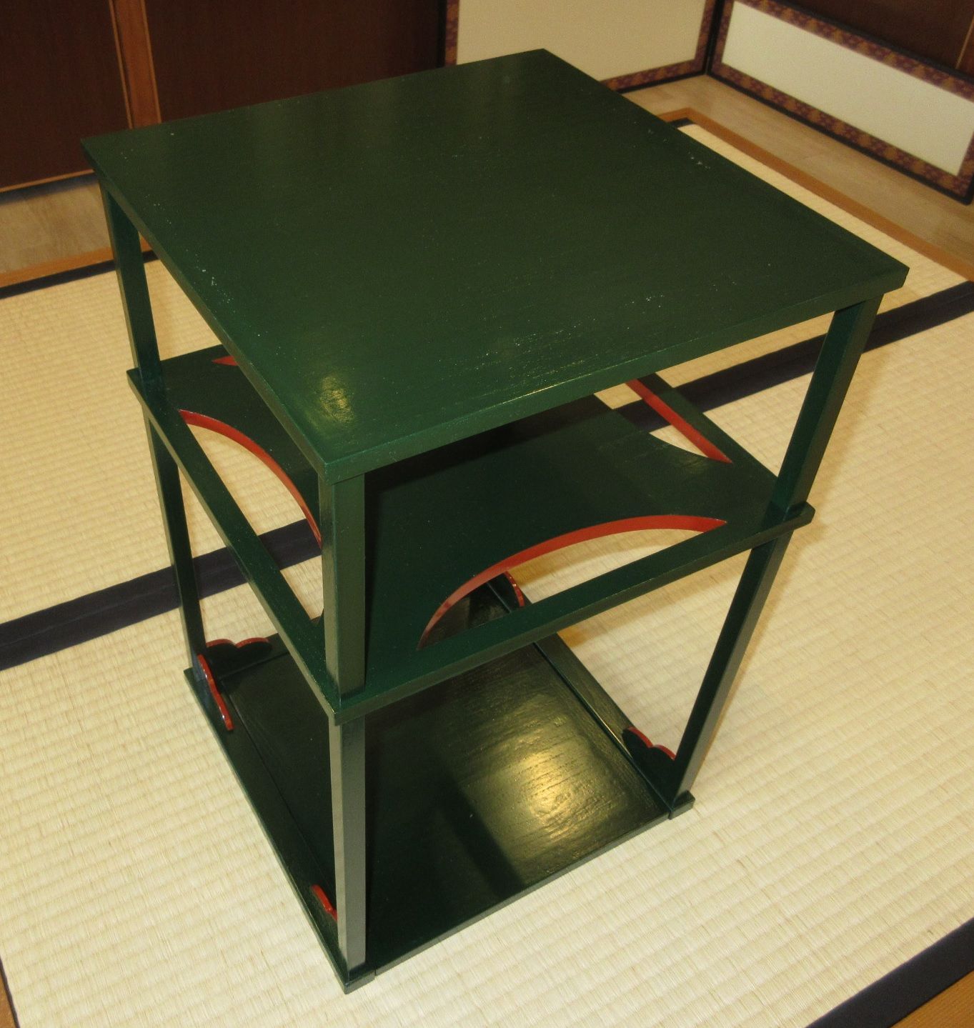 逢絢亭 茶道具 棚物 糸巻棚 京塗 組立式 表千家好 川瀬表完 共箱入り