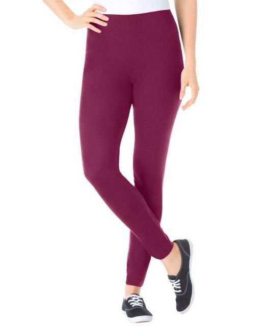 送料無料 ウーマン ウィズイン レディース レギンス ボトムス Plus Size Within Stretch-Cotton Knit Pull-On Leggings Deep claret