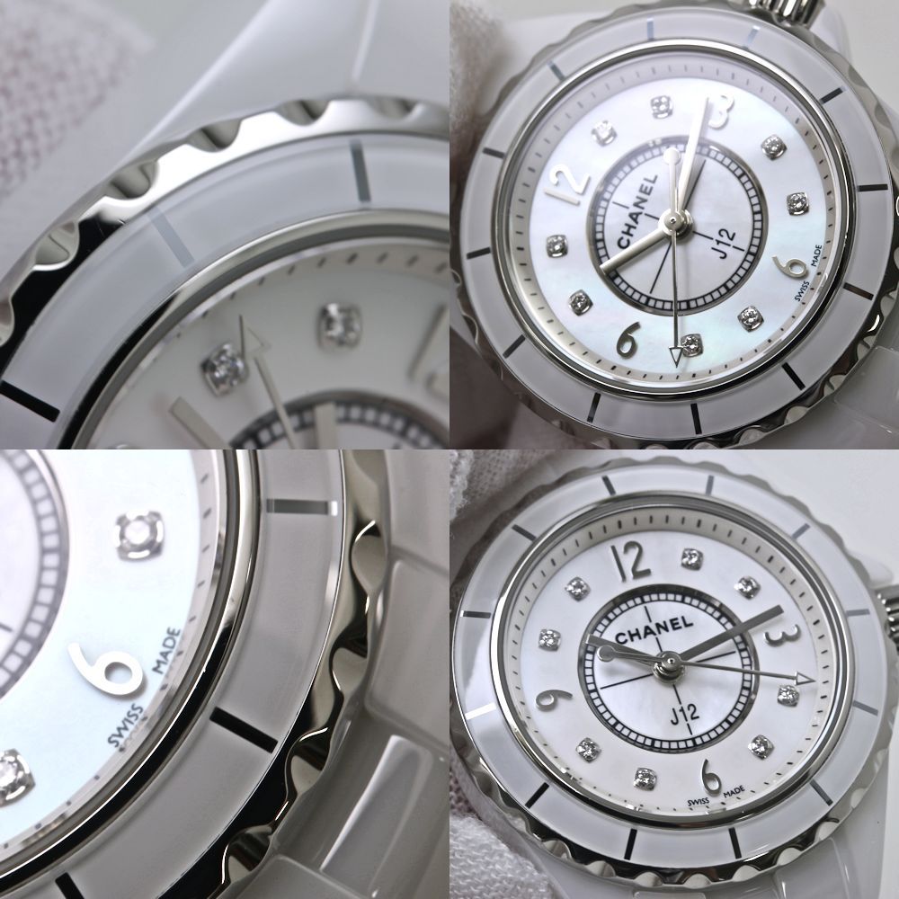 CHANEL シャネル J12 ホワイトセラミック 8Pダイヤ H2570 ホワイト  