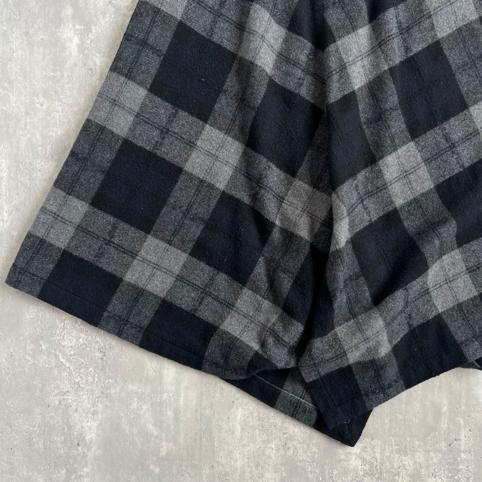 Y's ワイズ ヨウジヤマモト アンゴラ混 ウールチェックスカートパンツ