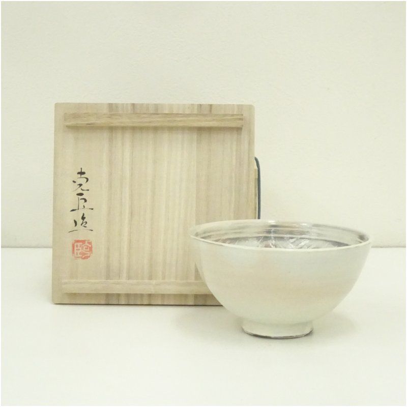 三島唐津　抹茶茶碗　茶碗　茶道具　抹茶碗　骨董　共箱 和食器】唐津焼 抹茶碗 茶道具 唐山作 (共箱) | japan reuse