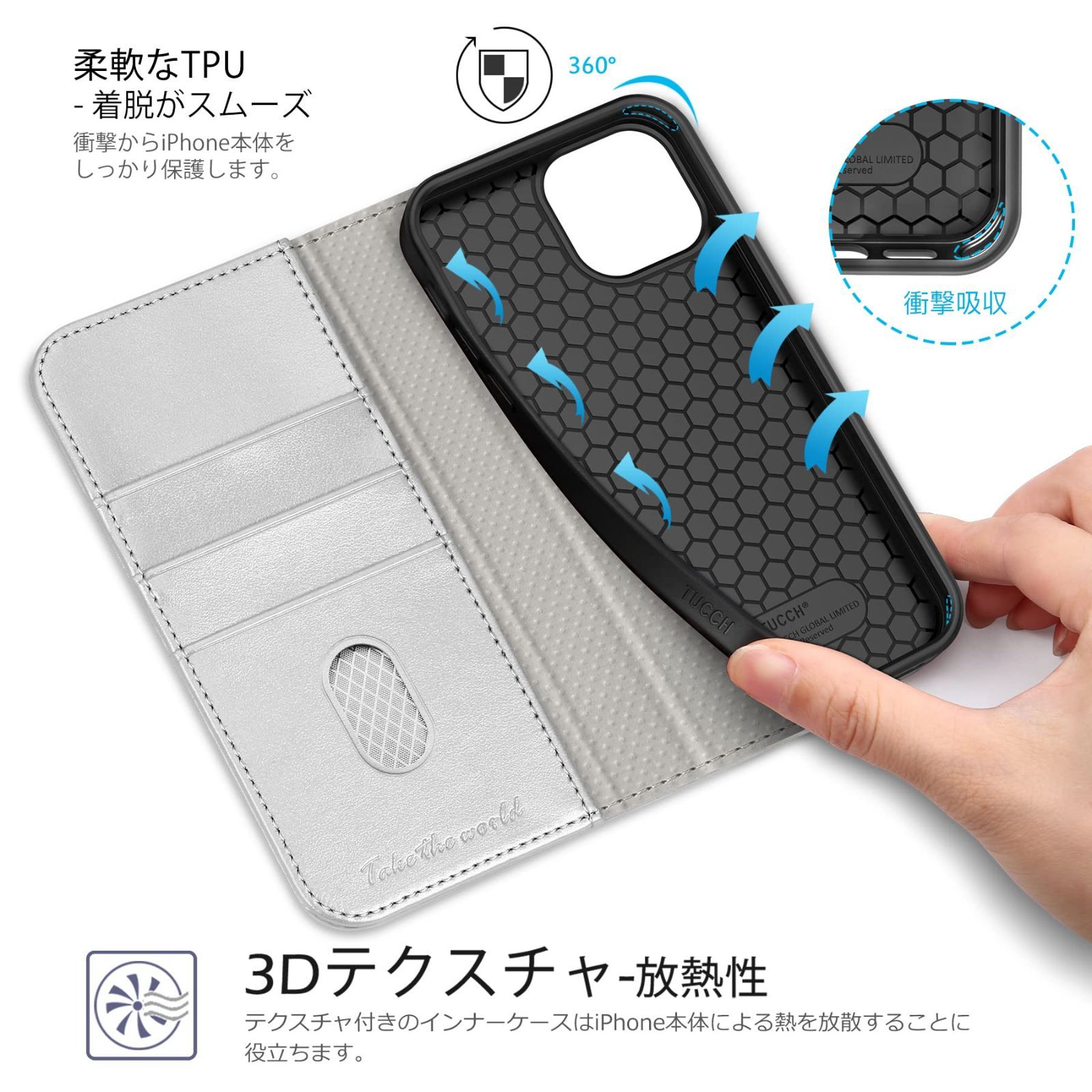 SHIELDON iPhone13 Pro Max 対応 ケース 手帳型 本革 衝撃吸収TPU素材 横置きスタンド機能 カードポケッ  人気商品】SHIELDON iPhone 15Pro 対応ケース 手帳型 本革 あいふぉん15 プロ スマホカバー 衝撃吸収 TPU素材  横置きスタンド機能 カード収納 マグネット内蔵 [RFID ... iPhone13プロマックス用手帳型ケース グレー