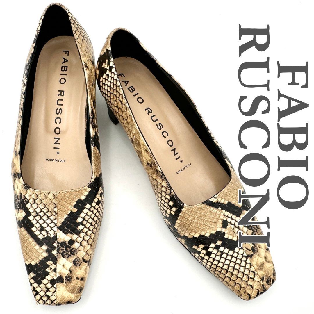 FABIO RUSCONI パンプス パイソン スクエアトゥ 総柄 1937T