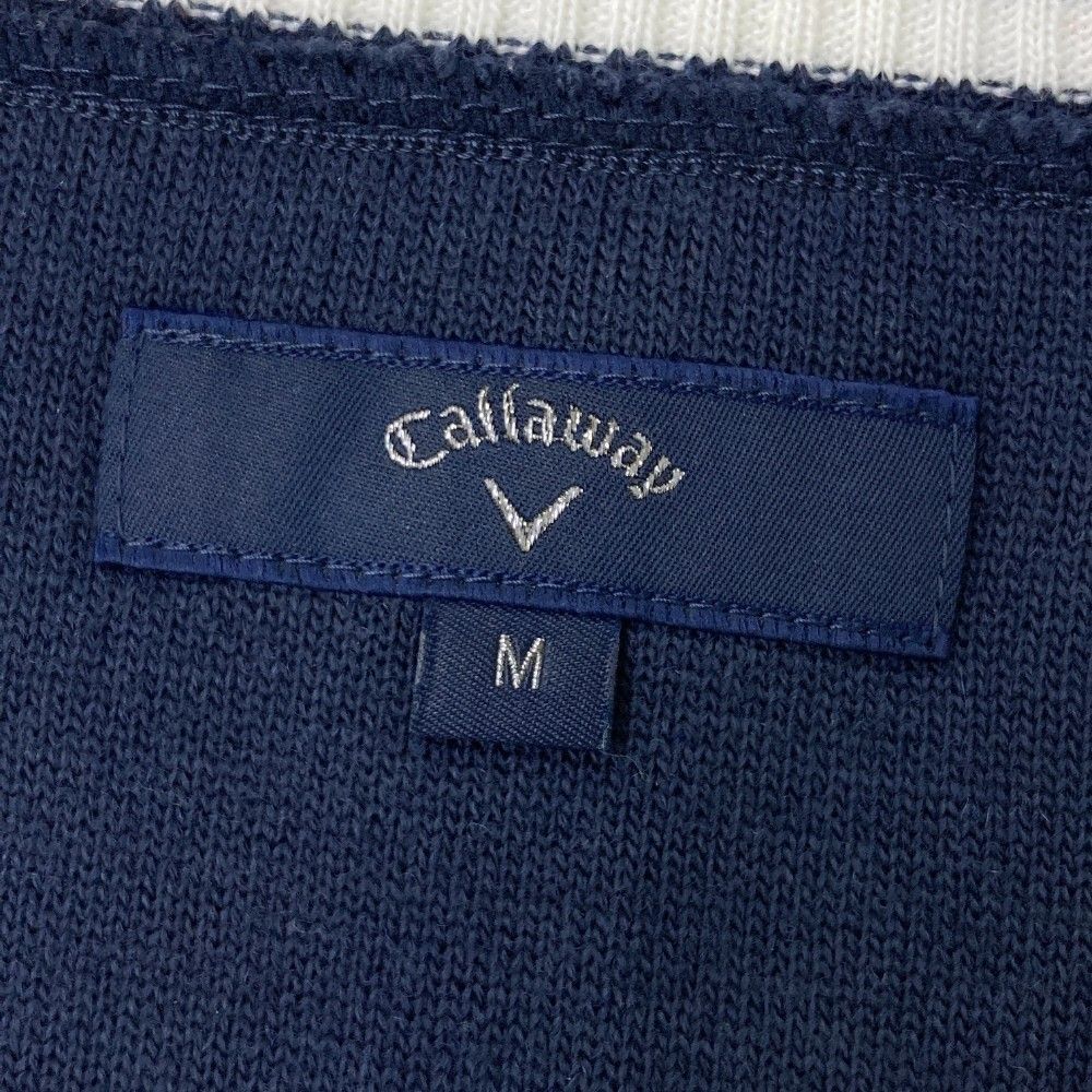 サイズ：M CALLAWAY キャロウェイ  Vネック ウール混 ニットベスト 千鳥 総柄 ネイビー系 [240101453861] ゴルフウェア メンズ ストスト サイズ：M CALLAWAY キャロウェイ Vネック ウール混 ニット