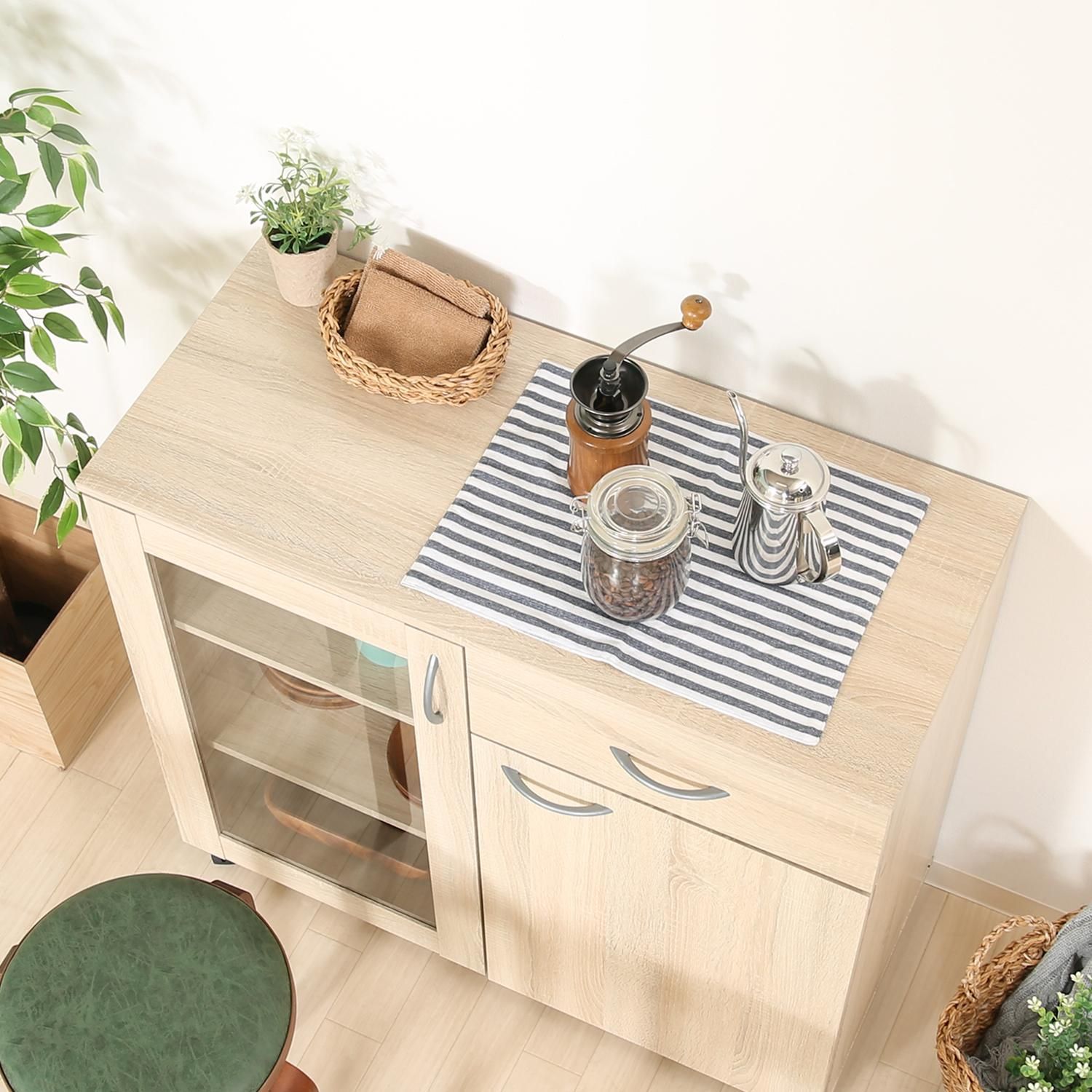 キッチン収納 キャビネット 幅90cm 食器棚 キッチンボード キッチンカウンター キッチン収納