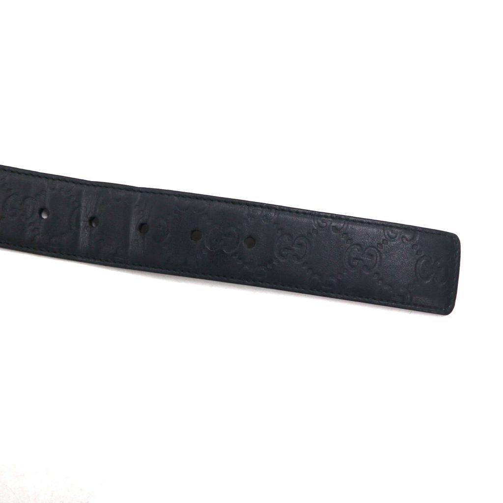 GUCCI ブラック レザーベルト MA416 AP001 中古・古着通販】GUCCI (グッチ) グッチシマ レザーベルト