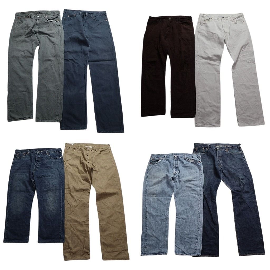 古着卸 リーバイス 501 デニム パンツ 8枚セット メンズ 38 |40 |42 ベージュ 白 インディゴブルー フェード 古着 NA5675