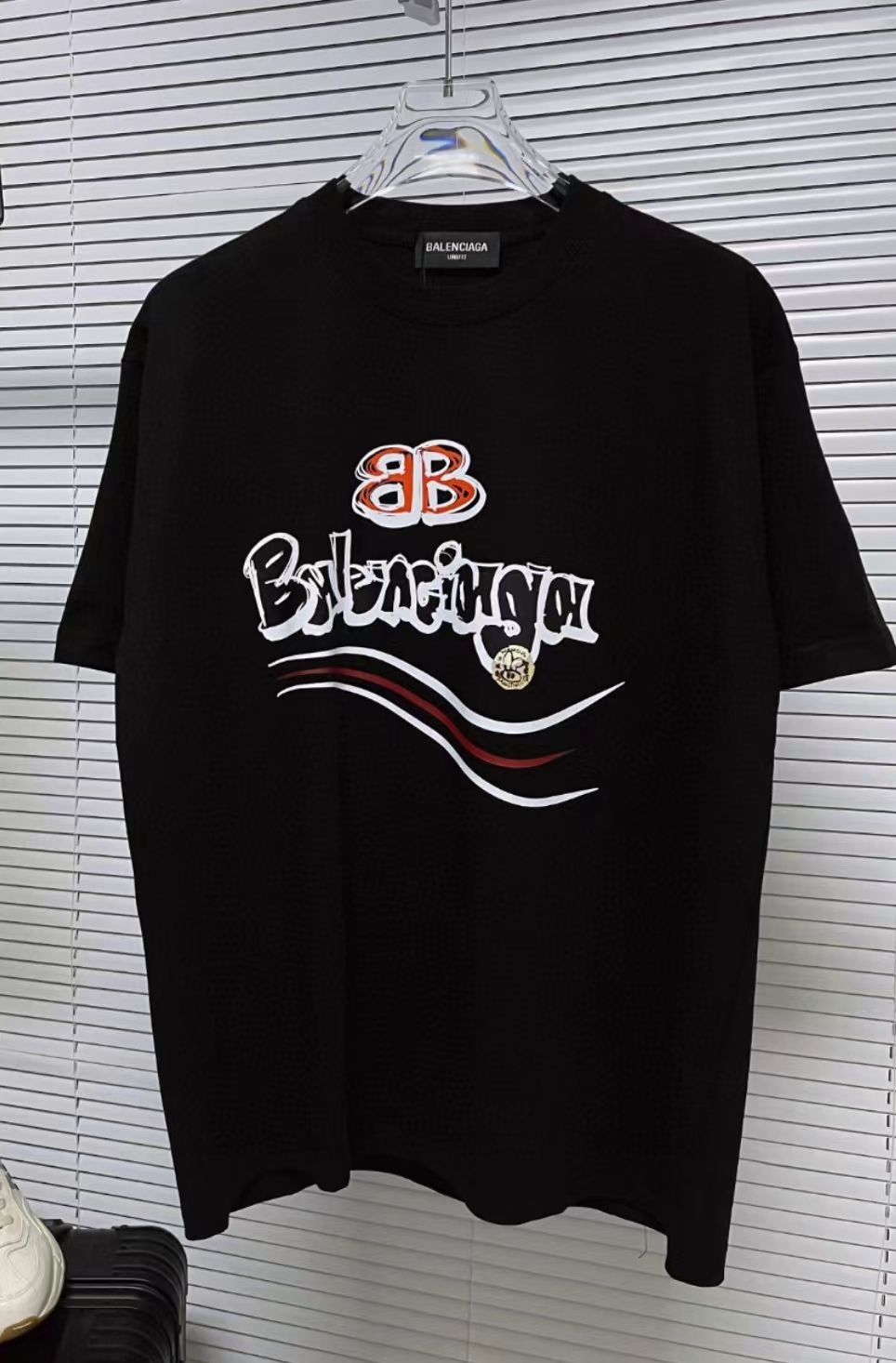 Balenciaga クラシックエレメントデジタルプリント半袖コットンラウンドネックTシャツ