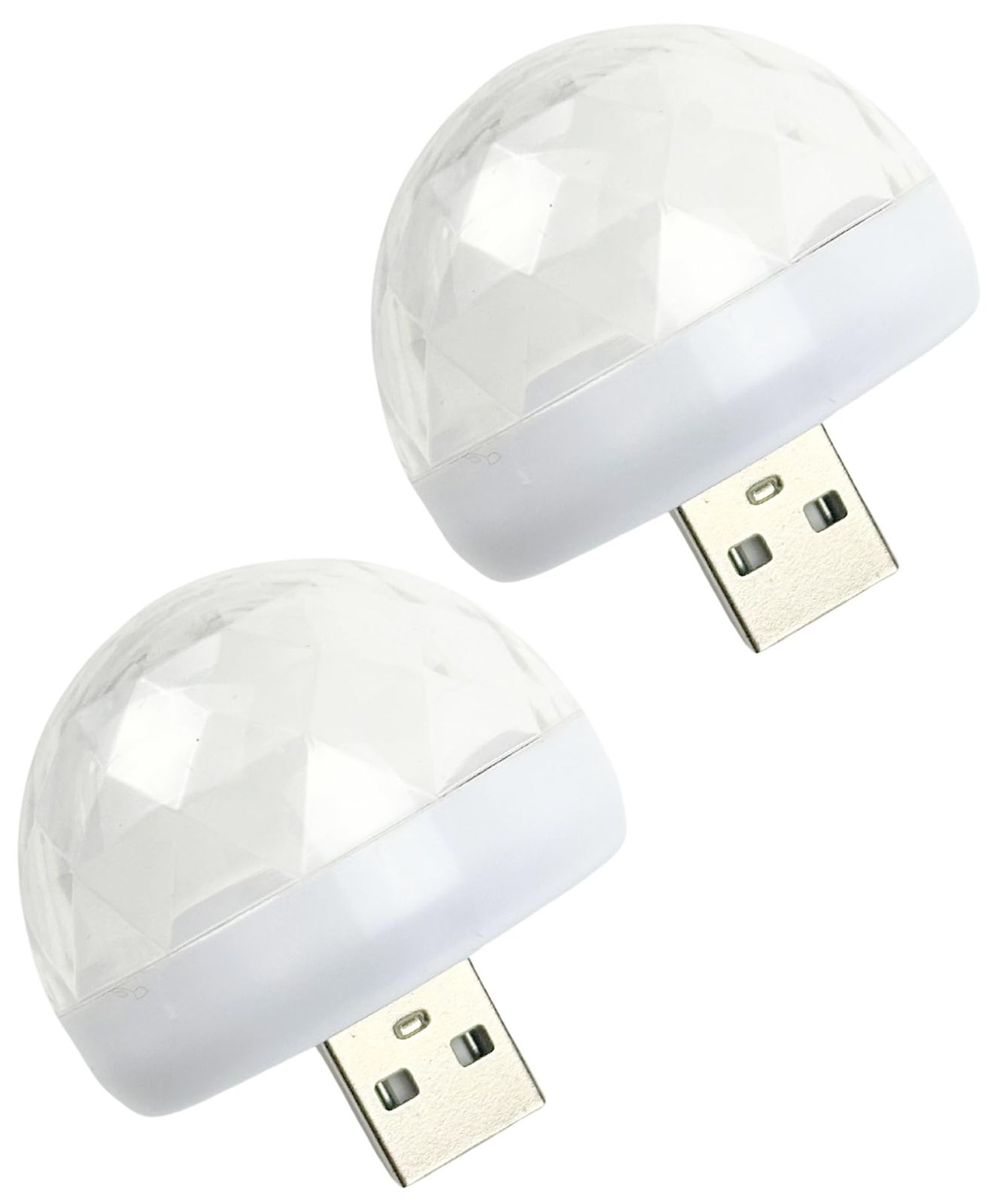 HTharros 車用 イルミネーション ミラーボール LEDライト USB 電源 高輝度 点滅 ボール シャンデリア 360度 照明 クリスタル 2個 [ホワイト・2個]