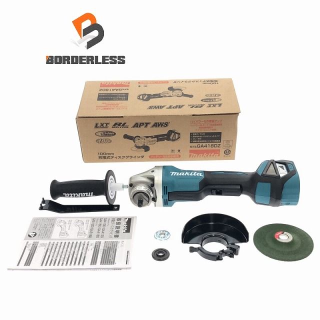 ☆未使用品☆ makita マキタ 18V 100mm 充電式グラインダー GA418DZ サイドグリップ付き 変速ダイヤル パドルスイッチタイプ 111427