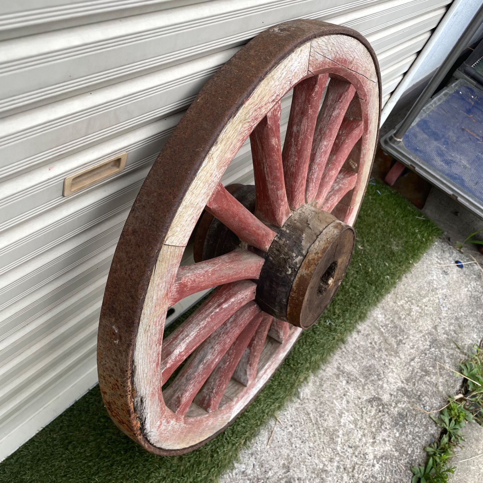 残り個数1 大八車 ガーデニング 経73㎝ オブジェ 庭 飾り アンティーク