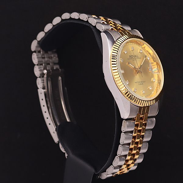 RADO ラドー QZ 石付 ゴールド文字盤 ラウンド レディース腕時計