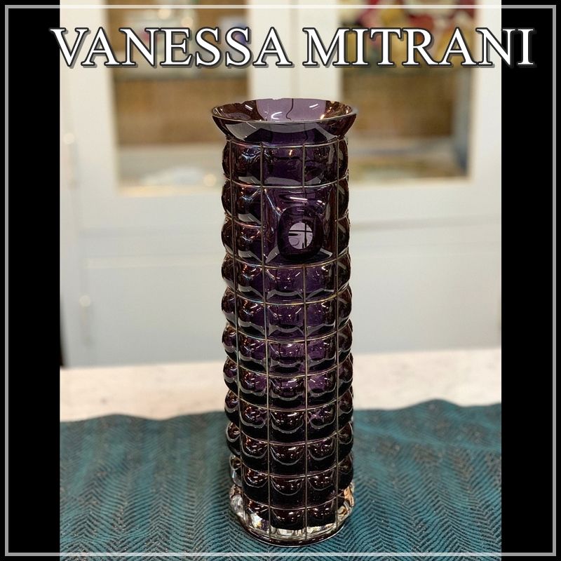 希少 VANESSA MITRANI ヴァネッサミトラーニ 花瓶 フラワーベース 花器 置物 オブジェ フランス製 パープル 紫 ムラサキ ME0910-2