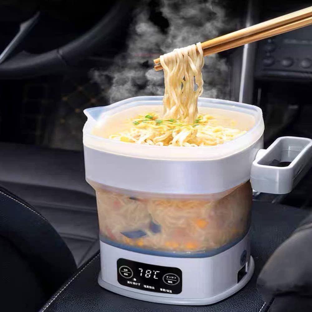 品質保証 12V電気 ケトル ポット 車用 沸かし器 折り畳みケトル 40℃-100℃温度調節 800ml大容量 ミニ 乗用車 快速沸騰 調乳器具 お湯 ラーメン お茶 コンパクト