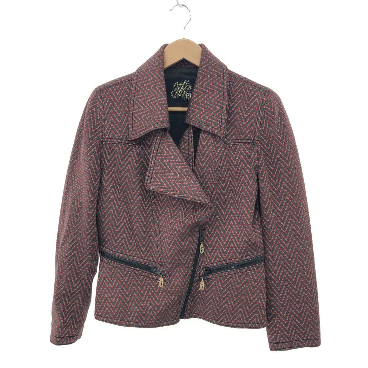 伊太利屋 イタリヤ 総柄 ジップアップ ジャケット サイズ:9号 レッド  