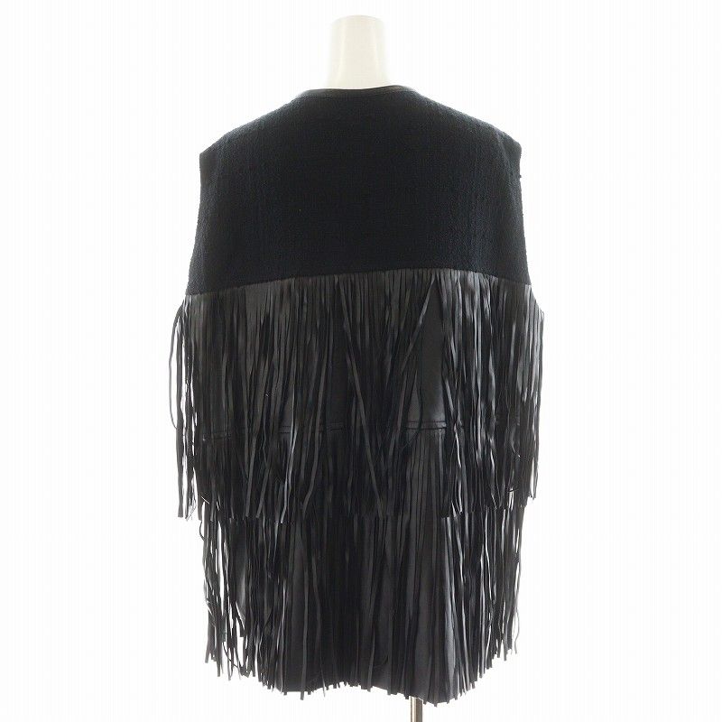 メゾンスペシャル MAISON SPECIAL 22SS ベスト フリンジ 切替 フェイクレザー F 黒 ブラック 21221115102 /AN28 レディース メゾンスペシャル MAISON SPECIAL 22SS ベスト フリンジ 切替