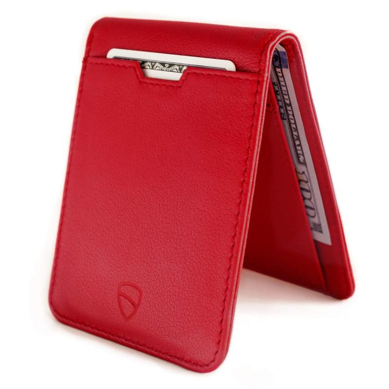 Vaultskin Manhattanスリム二つ折り財布with RFID Protection Forカードと現金 - レッド